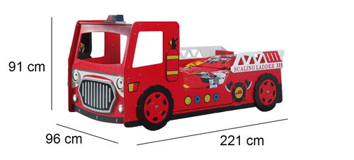 Lit enfant camion pompier rouge