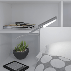 CHICAGO Lit avec tête de lit et liseuses LED - Décor blanc mat - 140 x 190/200 cm