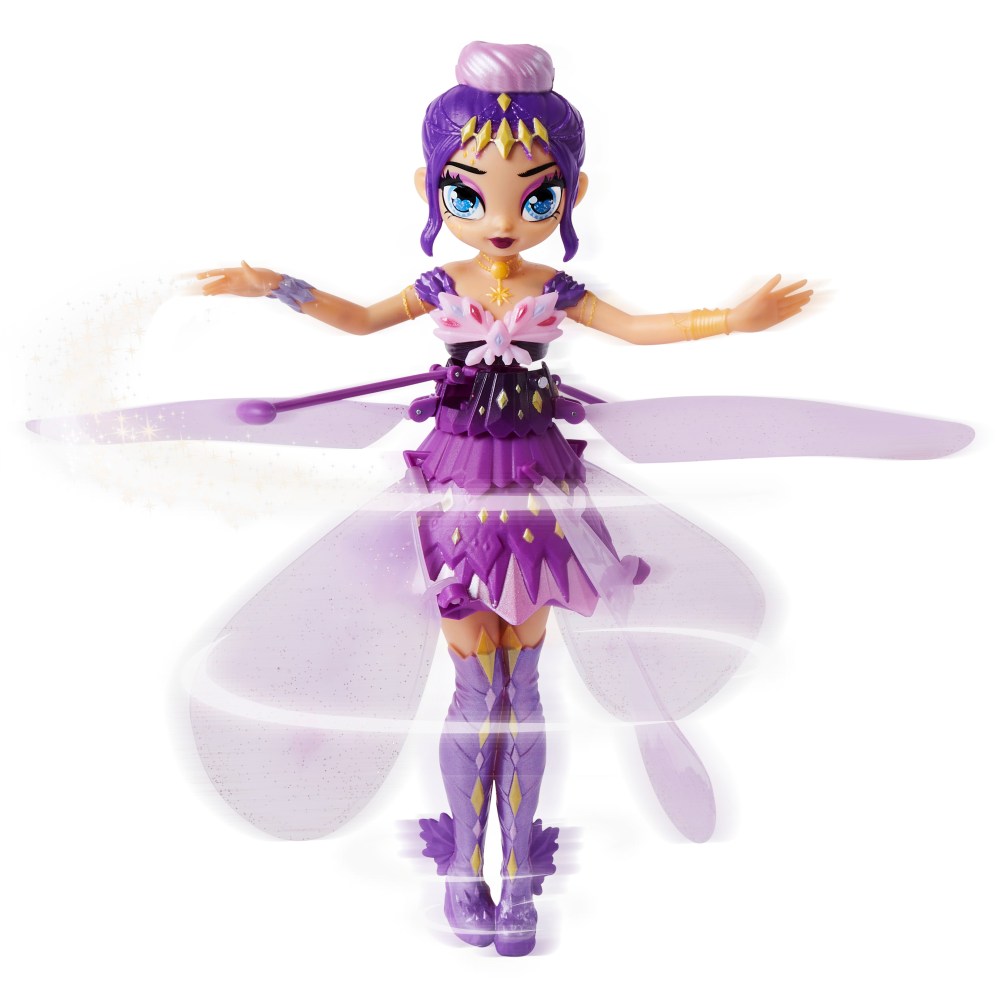 HATCHIMALS PIXIES CRYSTAL FLYERS - 6059634 - Fée volante magique avec socle Violette - Poupée qui vole jouet enfant