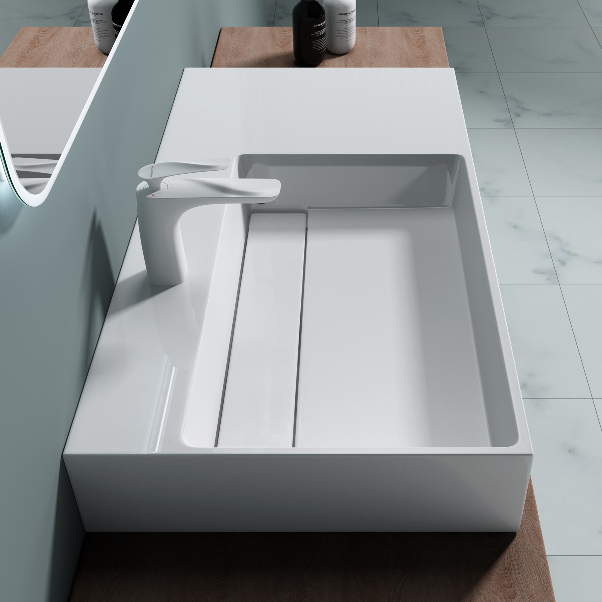 Lavabo design colossum12 lavabo et lavabo suspendu larg x prof x haut 90 x 48 x 13 cm en fonte blanc 