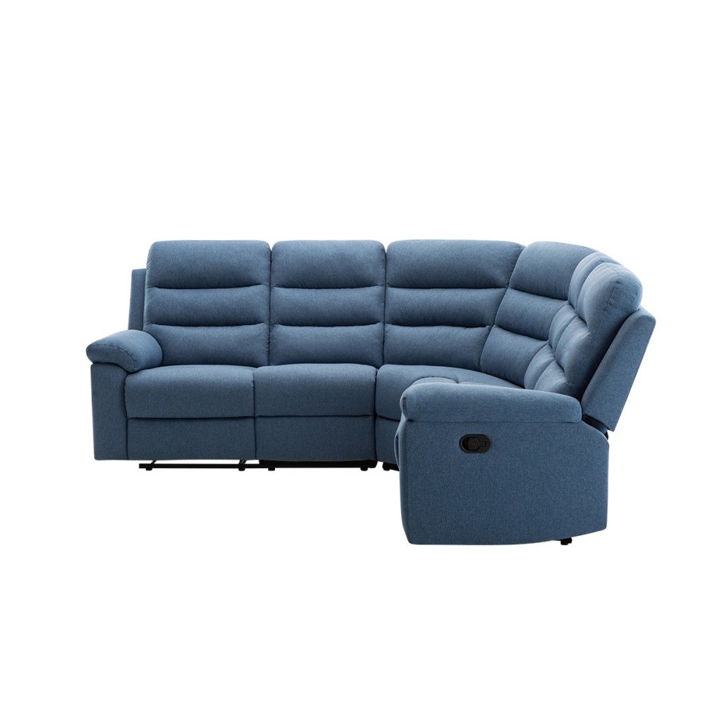 Canapé d'angle en tissu avec 2 assises de relaxation manuels