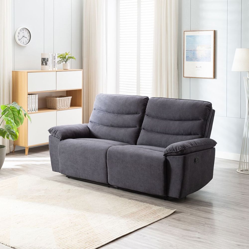 Canapé en tissu avec 2 assises de relaxation électriques