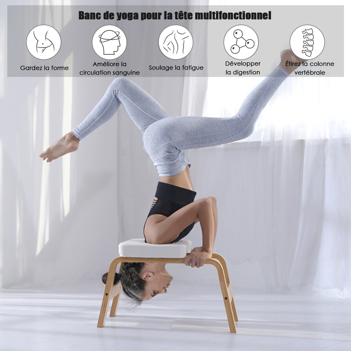 idéal pour lentraînement tabouret de yoga le soulagement du stress et la remise en forme WUPYI2018 Chaise dinversion de yoga banc de tête 