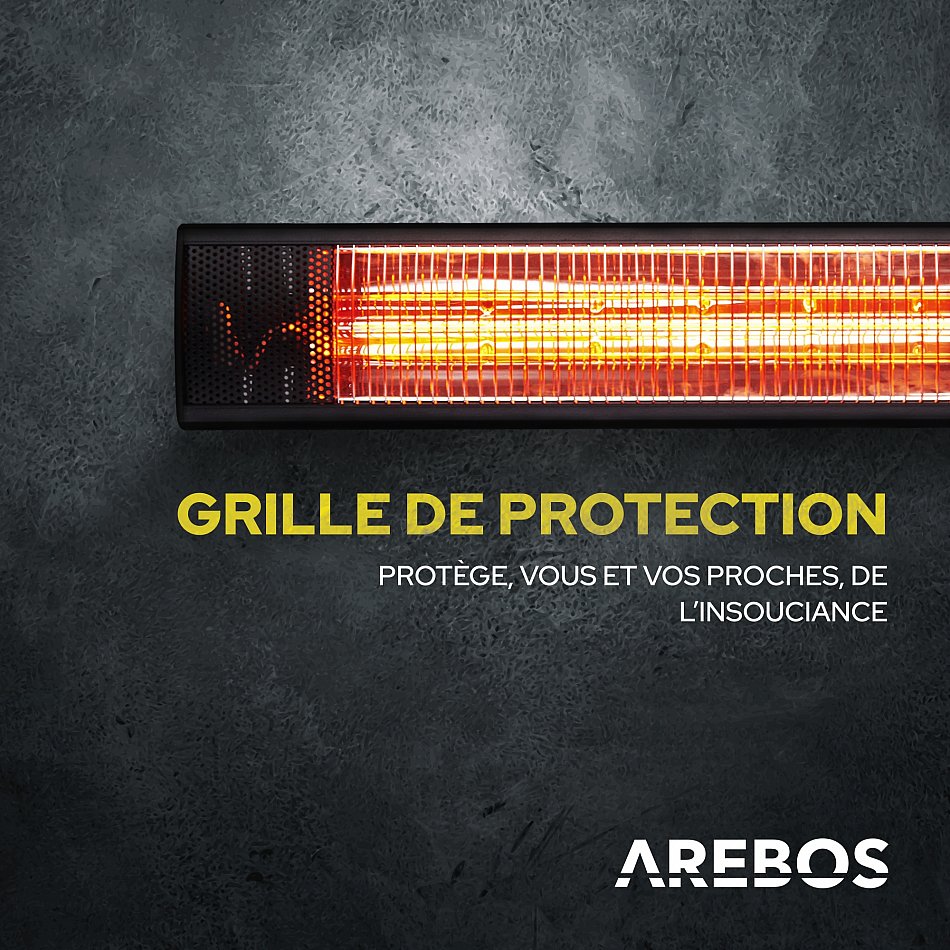 Arebos AREBOS Radiateur de Chaleur Infrarouge Émetteurs Infrarouges 3000 W Argent 