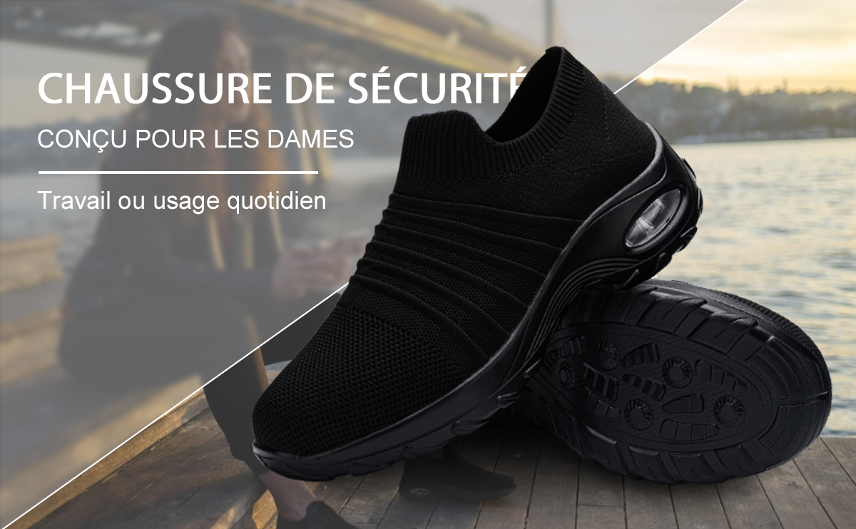 DYKHMILY Chaussure de Securite Femme Legere Embout en Acier Baskets de Securite Respirant Confortable Chaussures de Travail 