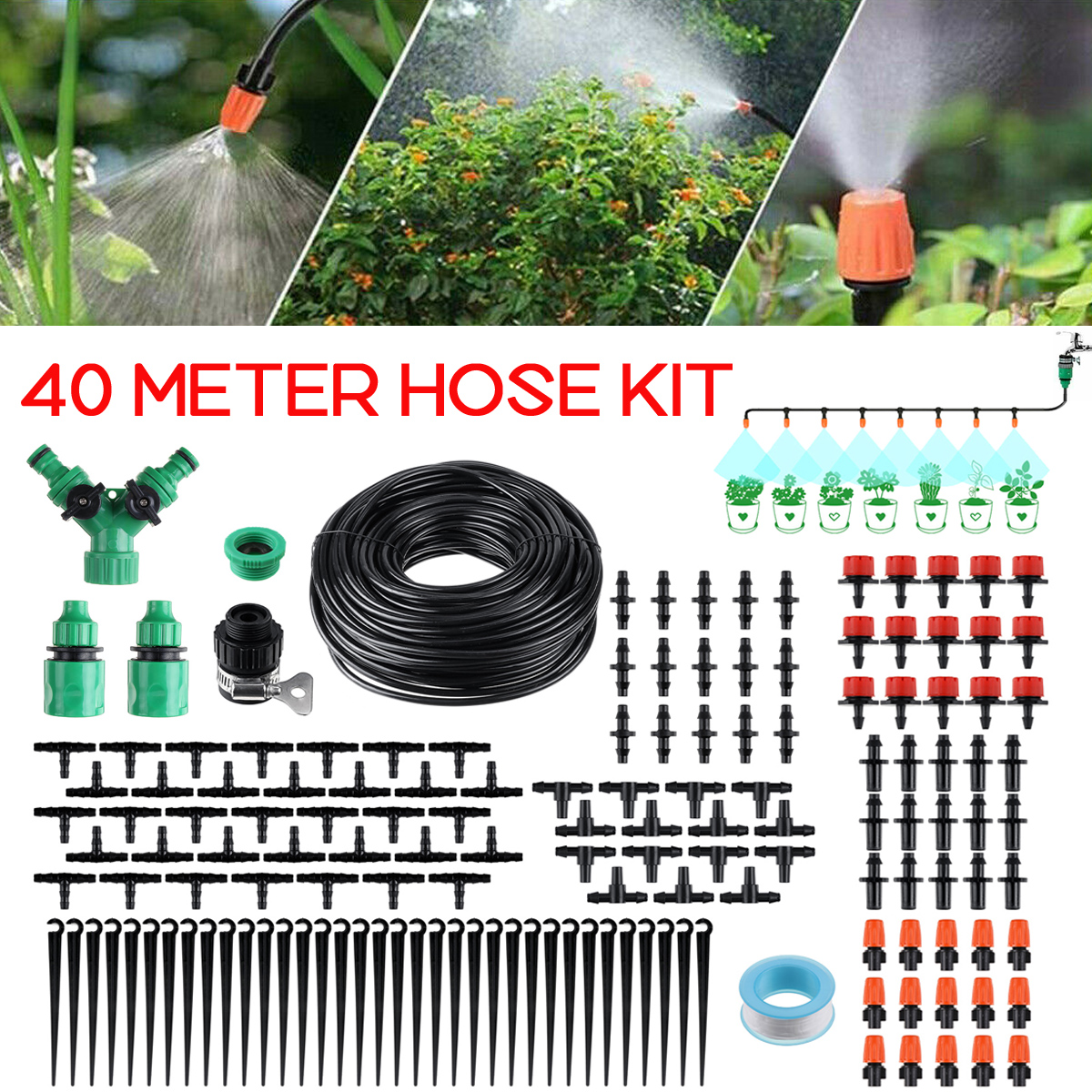 10 M Micro Irrigation Goutte à Goutte Système plante automatique auto Arrosage Jardin Tuyau Kits