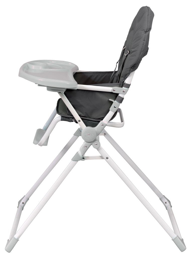 Chaise haute fixe avec tablette réglable en profondeur grise