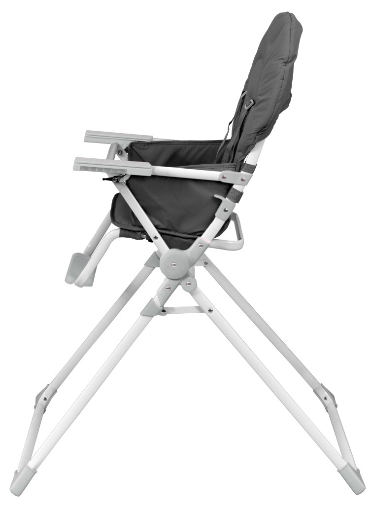 Chaise haute fixe avec tablette réglable en profondeur grise