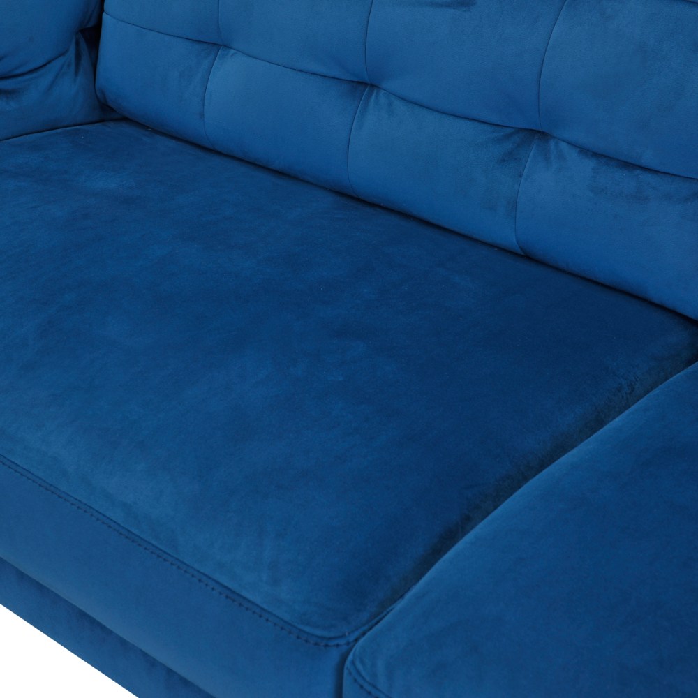 Canapé 3 places - Velours Bleu nuit - L 213 x P 93 x H x 80 cm