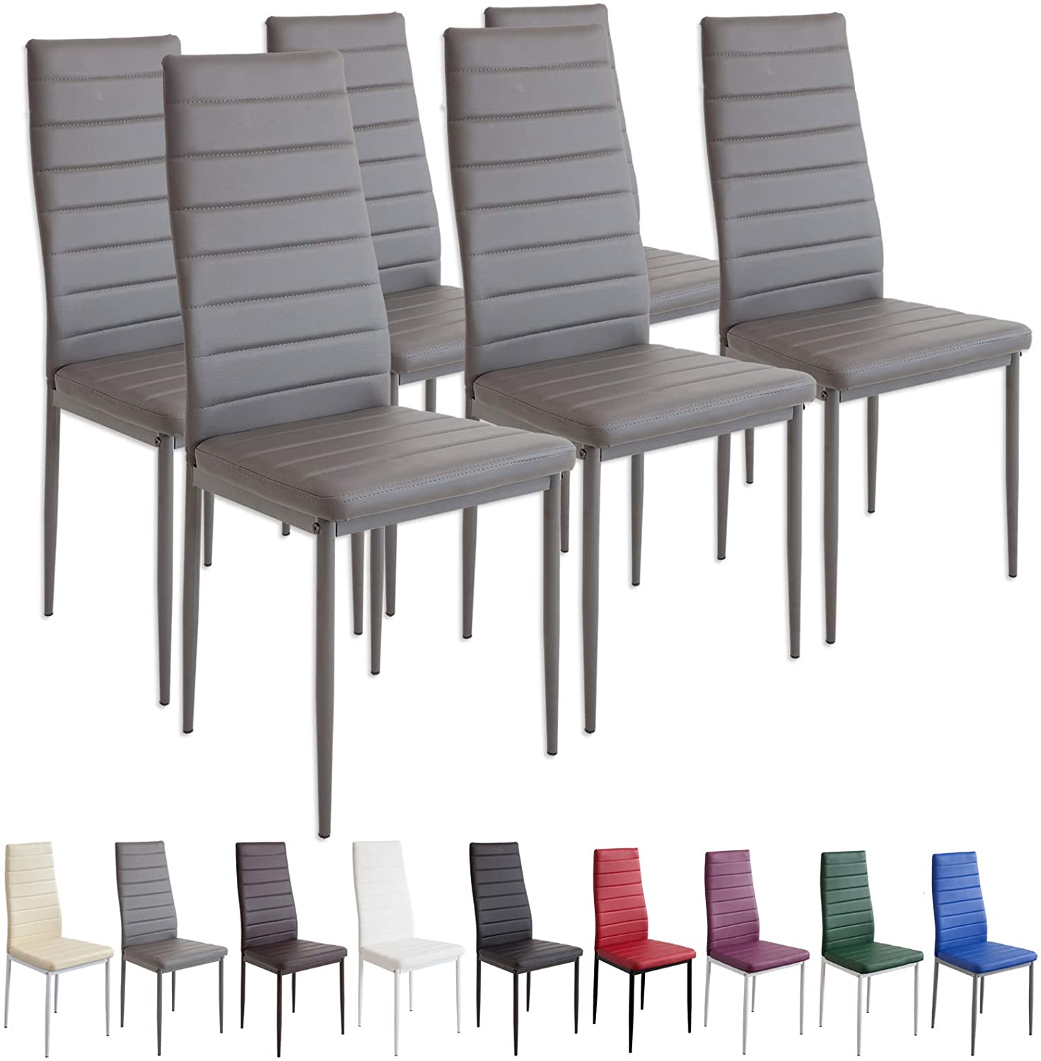 Lot de 6 chaises de salle à manger en cuir simili pour salon restaurant