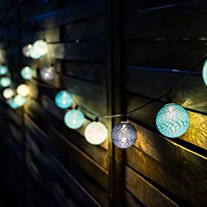 Flocon Outdoor Guirlande lumineuse Guinguette Solaire boules LED 