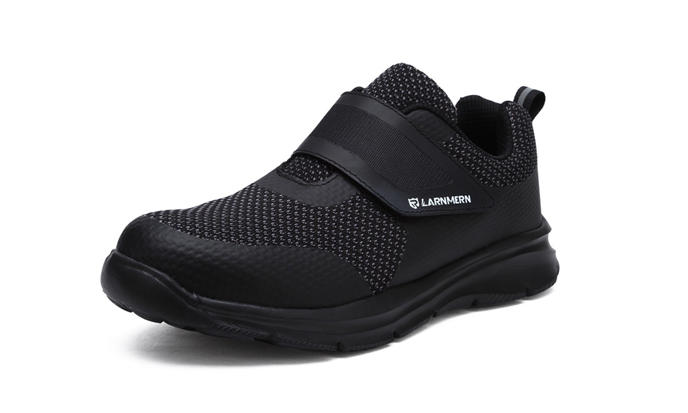 LM-112 Respirables Ultra Légères Chaussures de Travail Antidérapant LARNMERN Baskets de Sécurité Femme 37 EU,Noir 