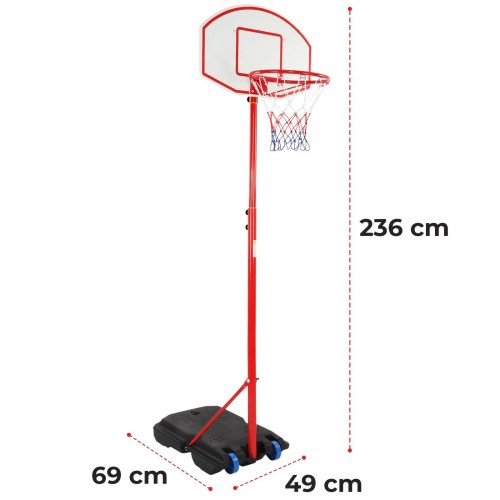 Infantastic® Panier de Basket - Extérieur/Intérieur, Hauteur Réglable 148-200 cm, Portable, avec Ballon et Pompe à l'Air - Panneau de Basket sur Pied, pour Enfant