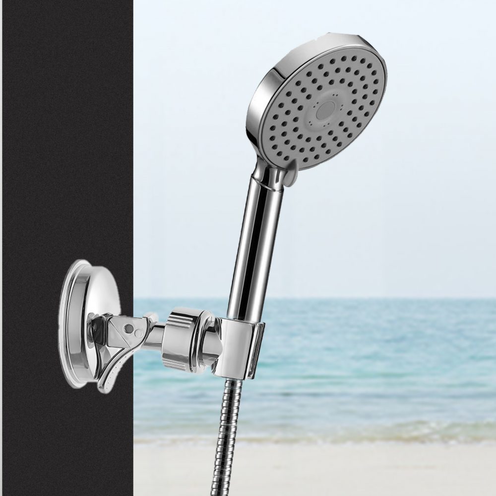 accessoires de rangement de salle de bain base de pomme de douche noir 1 ventouses support de support de pomme de douche à main sièges de douche 