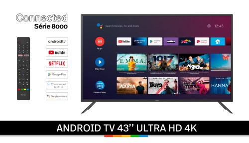 Android TV 43' Ultra HD 4K Smart TV Polaroid Google Play Store Diagonale 43 pouces USB HDMI Ethernet prise jack Chromecast