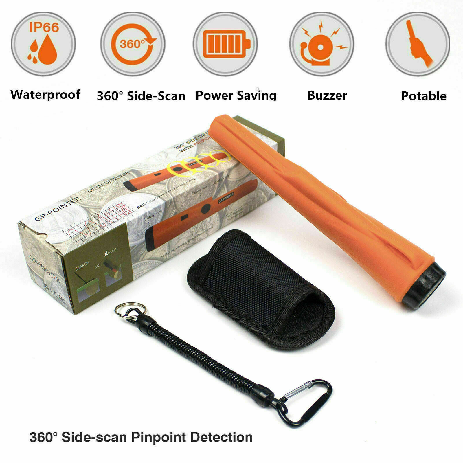 Détecteur de métaux Pinpointer Portable étanche à Haute sensibilité avec indicateur LED intégré pour Enfants et débutants 