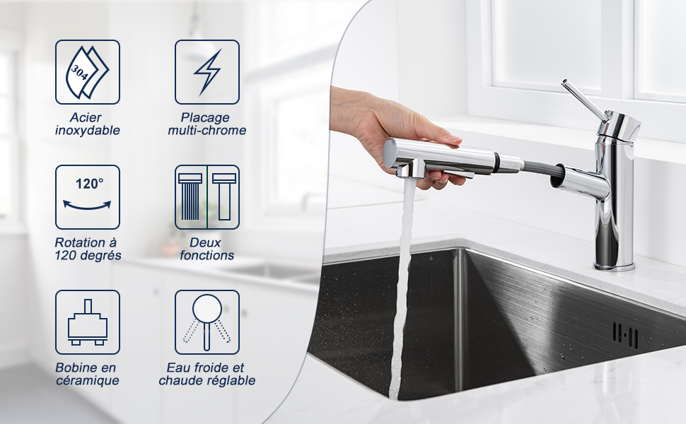 Outil de réparation de robinet robinet Durable Acier à haute teneur en carbone Installation rapide Multifonction Clé à douille 2 en 1 pour cuisine et maison 