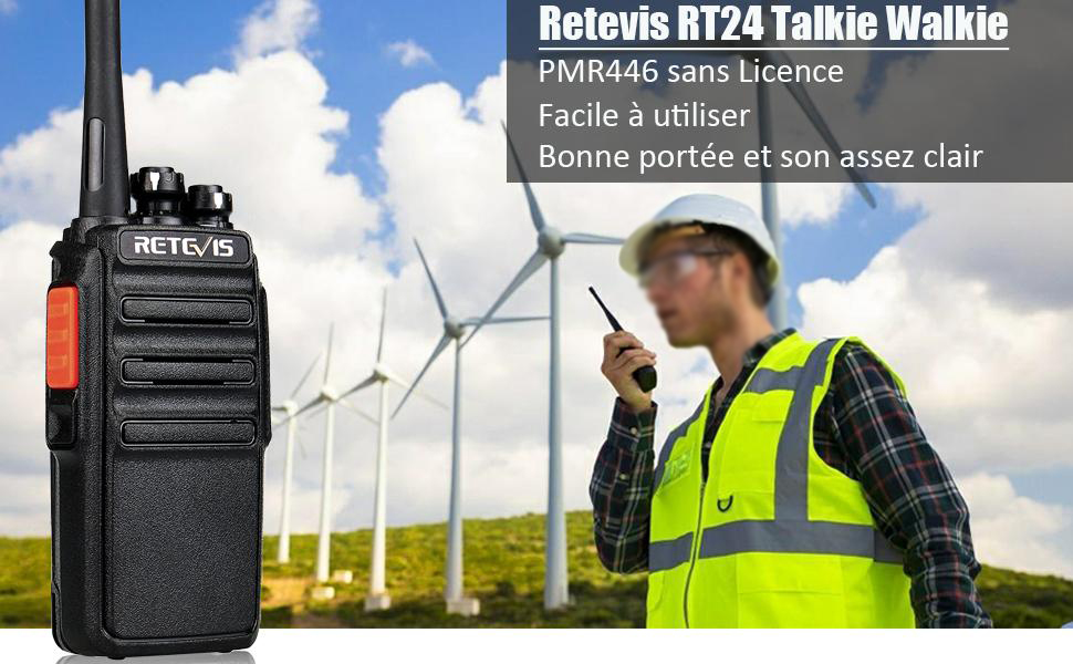 Retevis Retevis RT24 Talkie Walkie sans Licence 16 Canaux Radio Bidirectionnelle CTCSS/D 