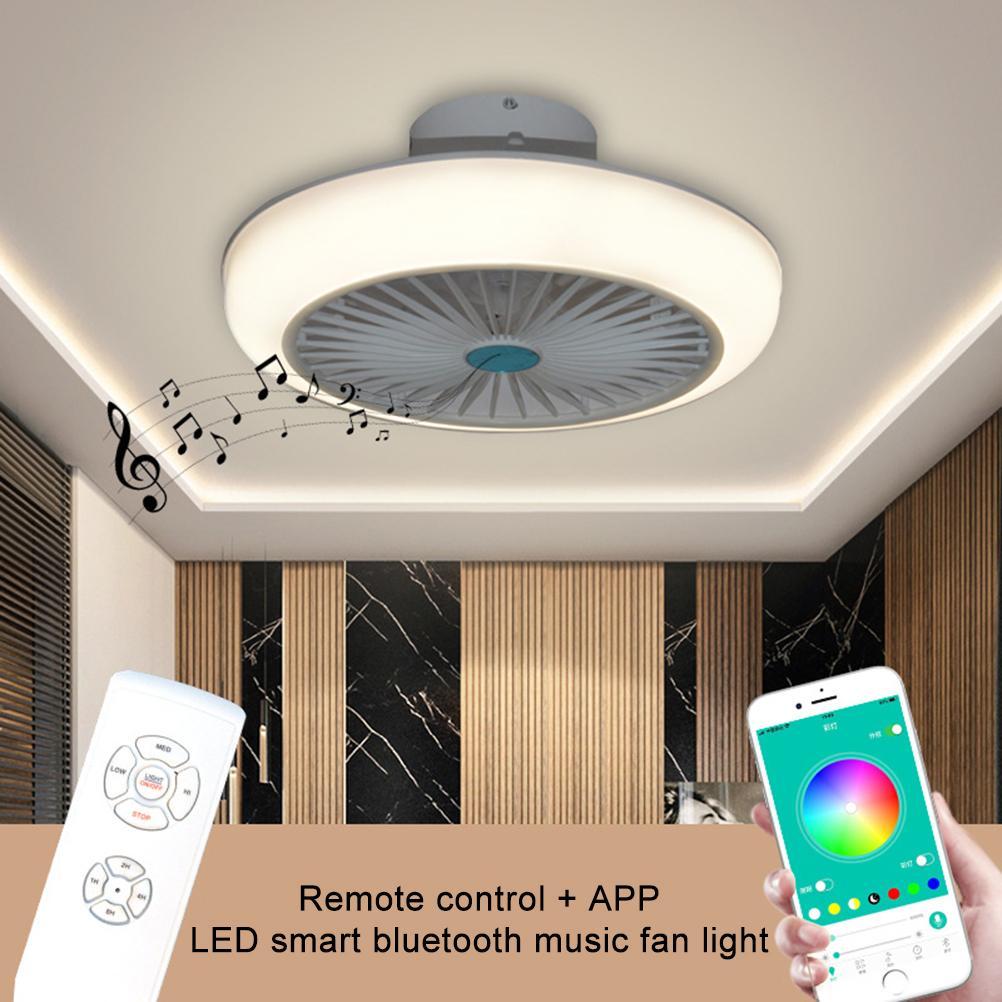 VOMI Intelligent Plafonnier LED Musique Lumière Dimmable RGB Ventilateur de Plafond avec Lumière et Haut-Parleur Bluetooth Télécommande/APP Contrôle Lampe de Plafond 72W pour Salon D'enfant Chambre 