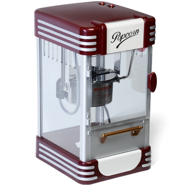 Jago® Machine à Popcorn - 60L/h, 200g/10min, avec Casserole en Acier Inoxydable, pour Maïs Soufflé Sucré et Salé, Look Rétro Années 50 - Machine à Maïs Soufflé, Popcorn Maker