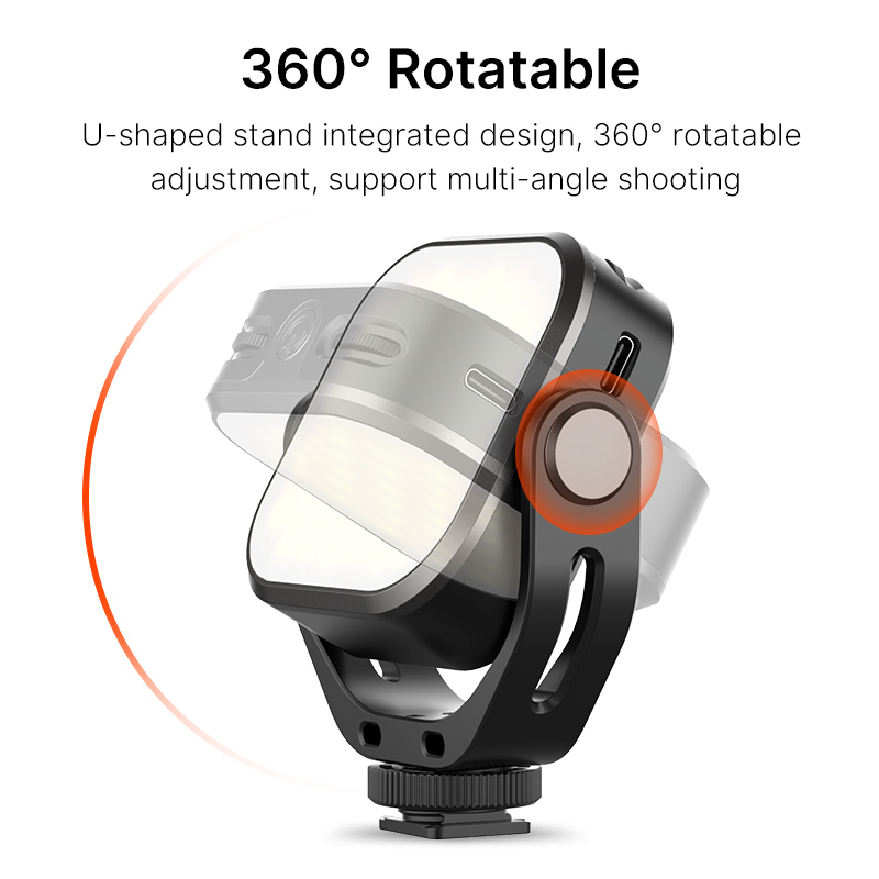 VL66 LED Video Light Température de Couleur Caméra Lumière de poche compacte rotative à 360 ° avec lumière douce Compatible avec Sony DJI OM 4 All DSLR USB C Chargement 
