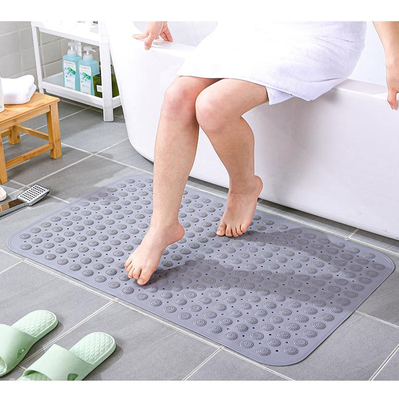 75 x 43 cm Lonior Grand tapis de bain anti-moisissure avec ventouse et trous de drainage lavable en machine tapis de douche antidérapant pour la sécurité de la salle de bain