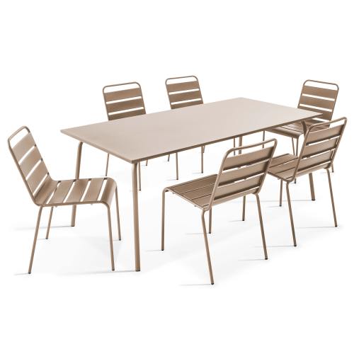 Table de jardin et 6 chaises en métal