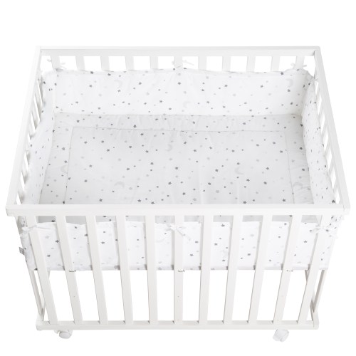 Parc de bébé blanc avec tapis de parc imprimé étoiles grises