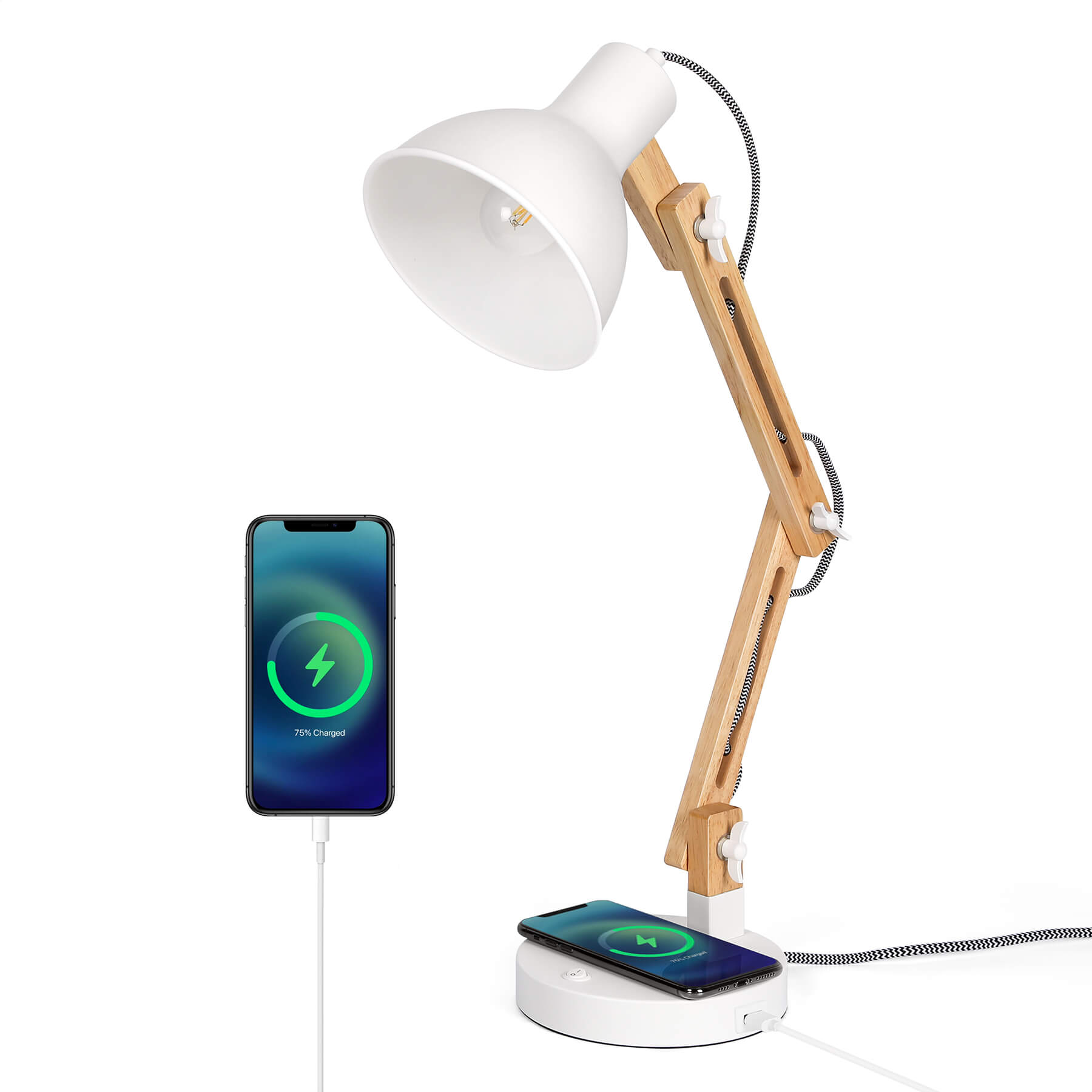 Dimmable LED Lampe table bureau Chargeur téléphone sans fil Étude lecture Vei SH 