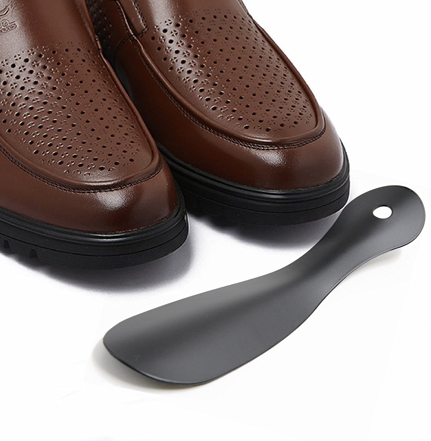 chaussé pied acier inoxydable avec lanière en cuir Noir Accessoire Gentleman Classique ARTKIVA parfait pour le voyage 2 Pcs Chausse-pieds Élégant chausse-pied portable- Facile à utiliser 