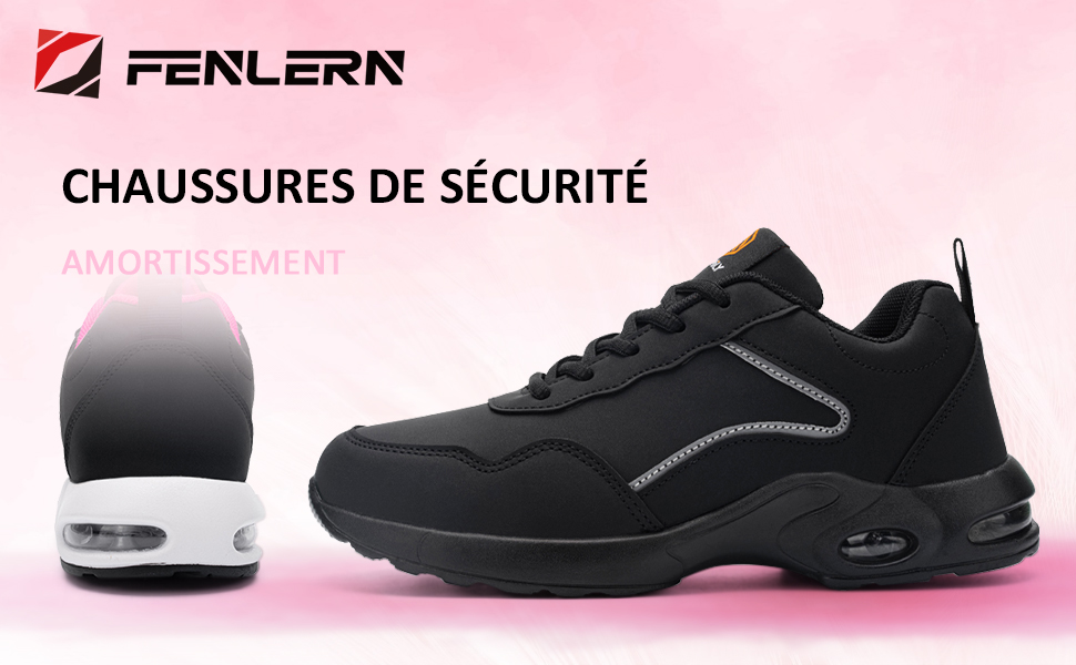Fenlern Baskets de Sécurité Femme Chaussure de Securite Légères S1 Confortable Chaussures de Travail à Embout Acier 
