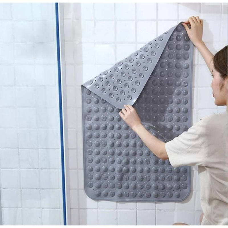 75 x 43 cm Lonior Grand tapis de bain anti-moisissure avec ventouse et trous de drainage lavable en machine tapis de douche antidérapant pour la sécurité de la salle de bain