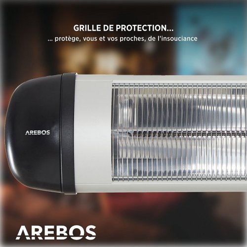 Infrarouge chauffage Luxe Gris Argenté Amber Light Bluetooth 2000 W avec FB