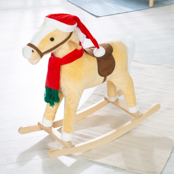 Cheval à bascule avec chapeau et écharpe de Noël