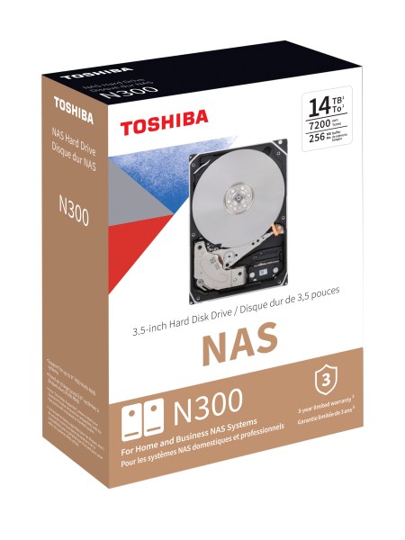TOSHIBA - Disque dur Interne - N300 - 14To - 7200 tr/min - 3.5" (Bulk) (HDWG21EUZSVA)