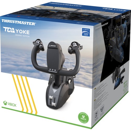 Thrustmaster TCA Yoke Boeing Edition, Gouvernail Pendulaire Réplique, Axes de poussée des gaz, Train d’Atterrissage, sous Licence Officielle Boeing, Structure 100% métal, Prise Audio, Xbox et PC
