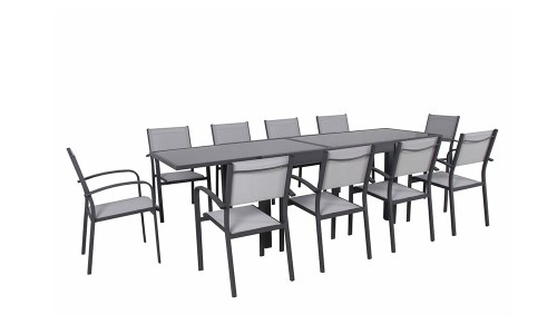 table de jardin aluminium anthracite 10 personnes LIO