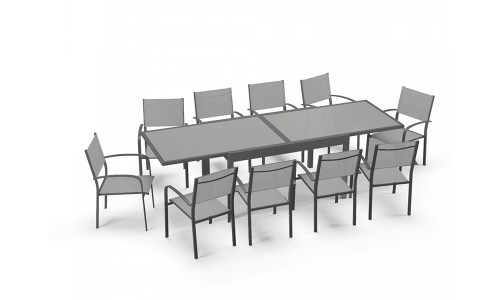 table de jardin aluminium anthracite 10 personnes LIO