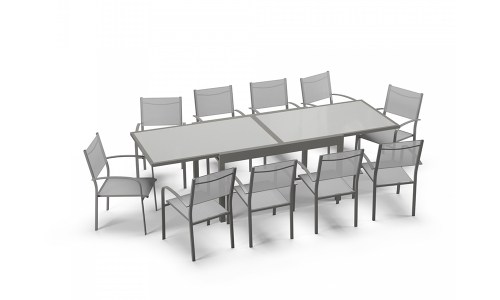 table de jardin aluminium gris 10 personnes LIO