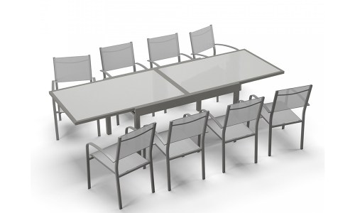 table de jardin aluminium gris 8 personnes LIO