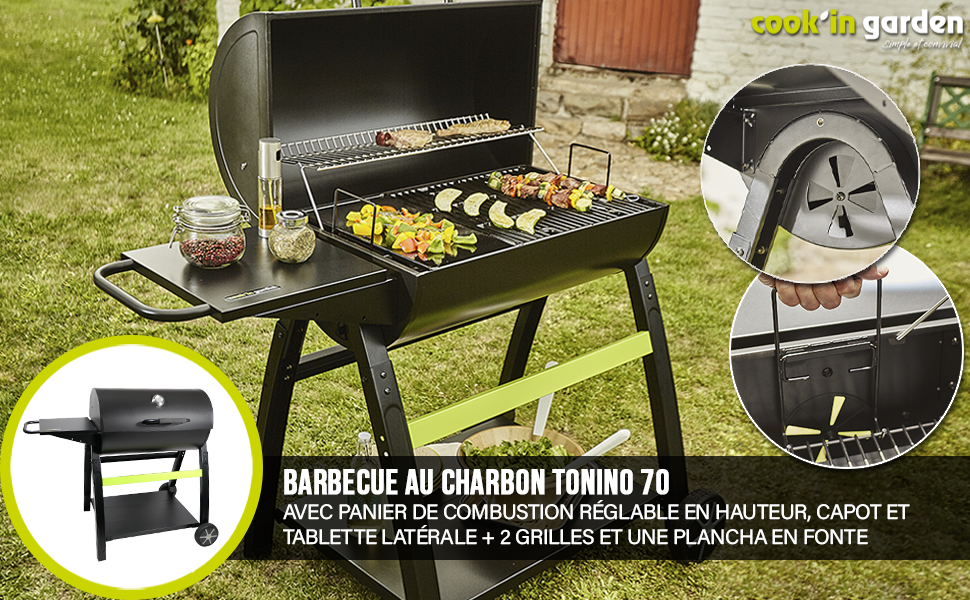 Cookin garden CH527T Barbecue Tonino Noir 78x54x29 cm 