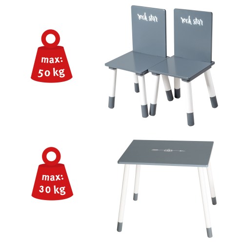 Capacité de charge maximale de la table et chaises pour enfants