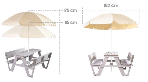 Dimensions du parasol beige pour table de jardin
