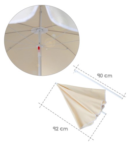 Dimension du parasol beige à 8 baleines
