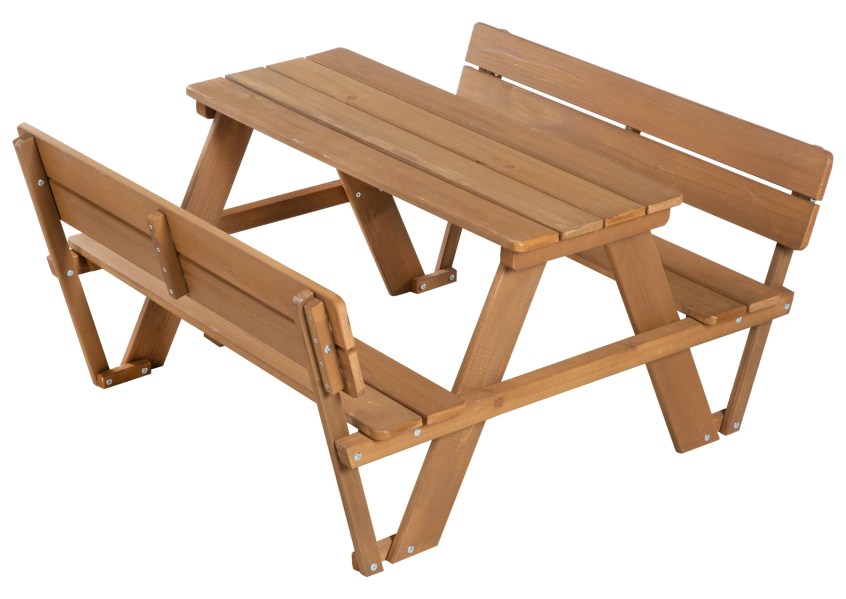 Table pique-nique pour enfants en bois massif teck résistant aux intempéries