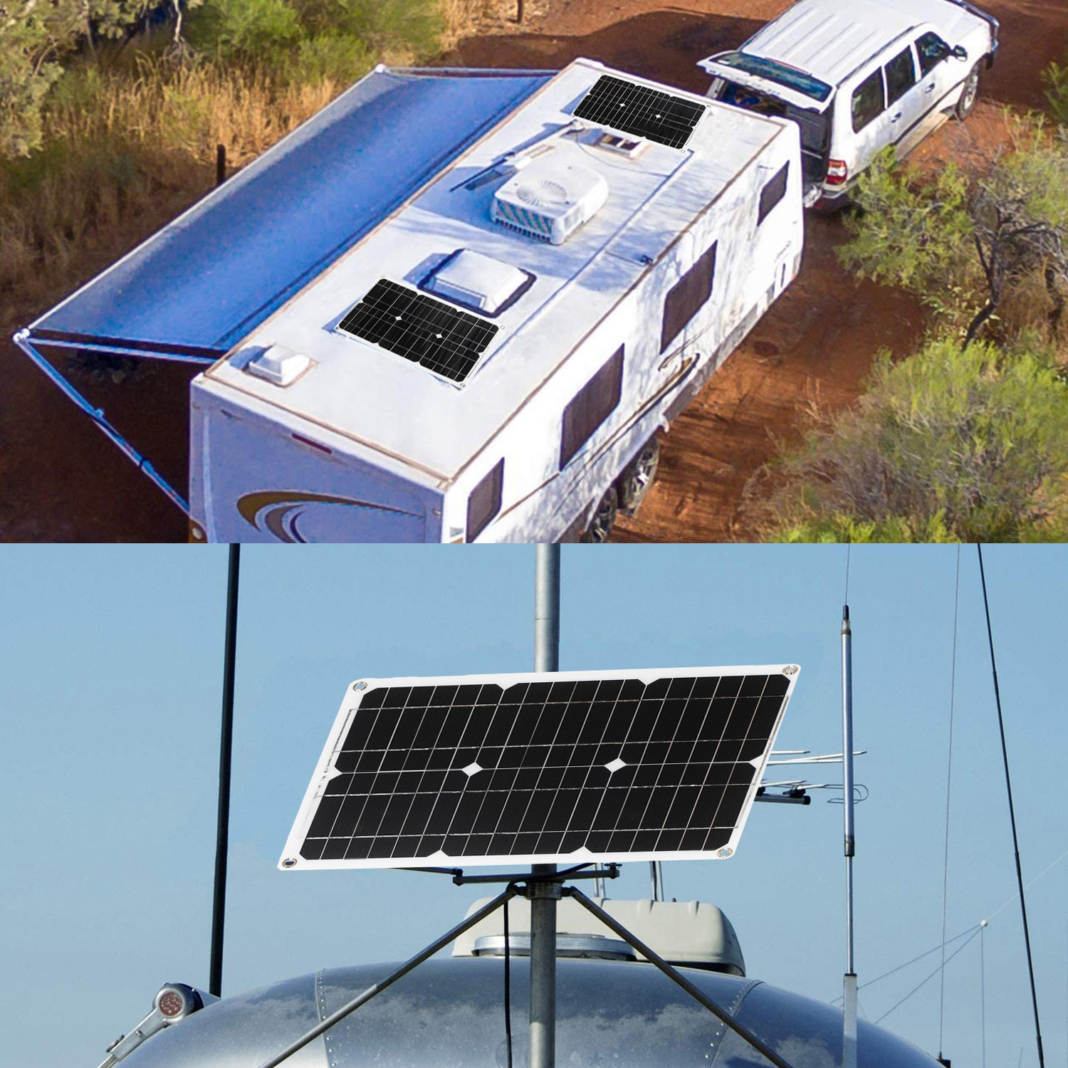 Kecheer Panneau solaire 12V portable,kit de panneau solaire module monocristallin,Panneaux solaires monocristallins pour camping car,voiture,cabine 