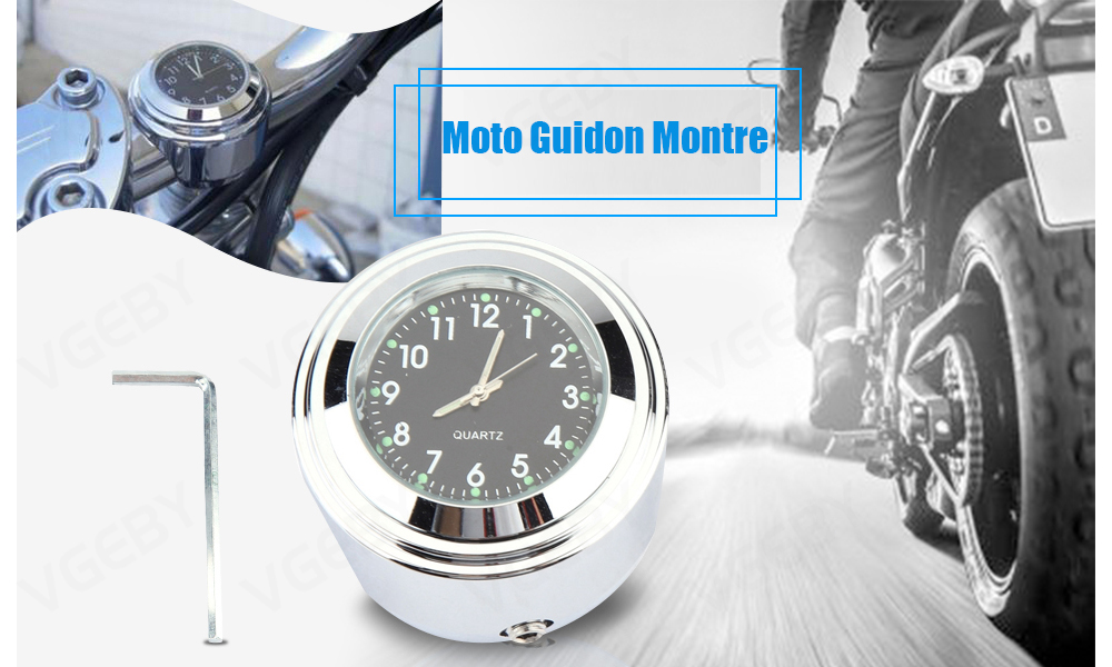 Montre de montage sur guidon 7/81 Montre de montage sur guidon de moto Horloge précise à cadran blanc