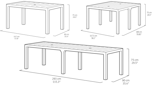 table jardin dimensions