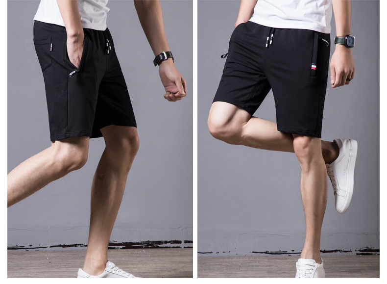 Sport Shorts pour Hommes Running Coton avec Poches Zippées Running 