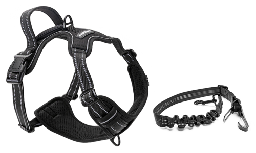 Harnais pour chien anti-traction - FIRSTPAW - Ajustable, confortable, réfléchissant - Une ceinture de voiture incluse
